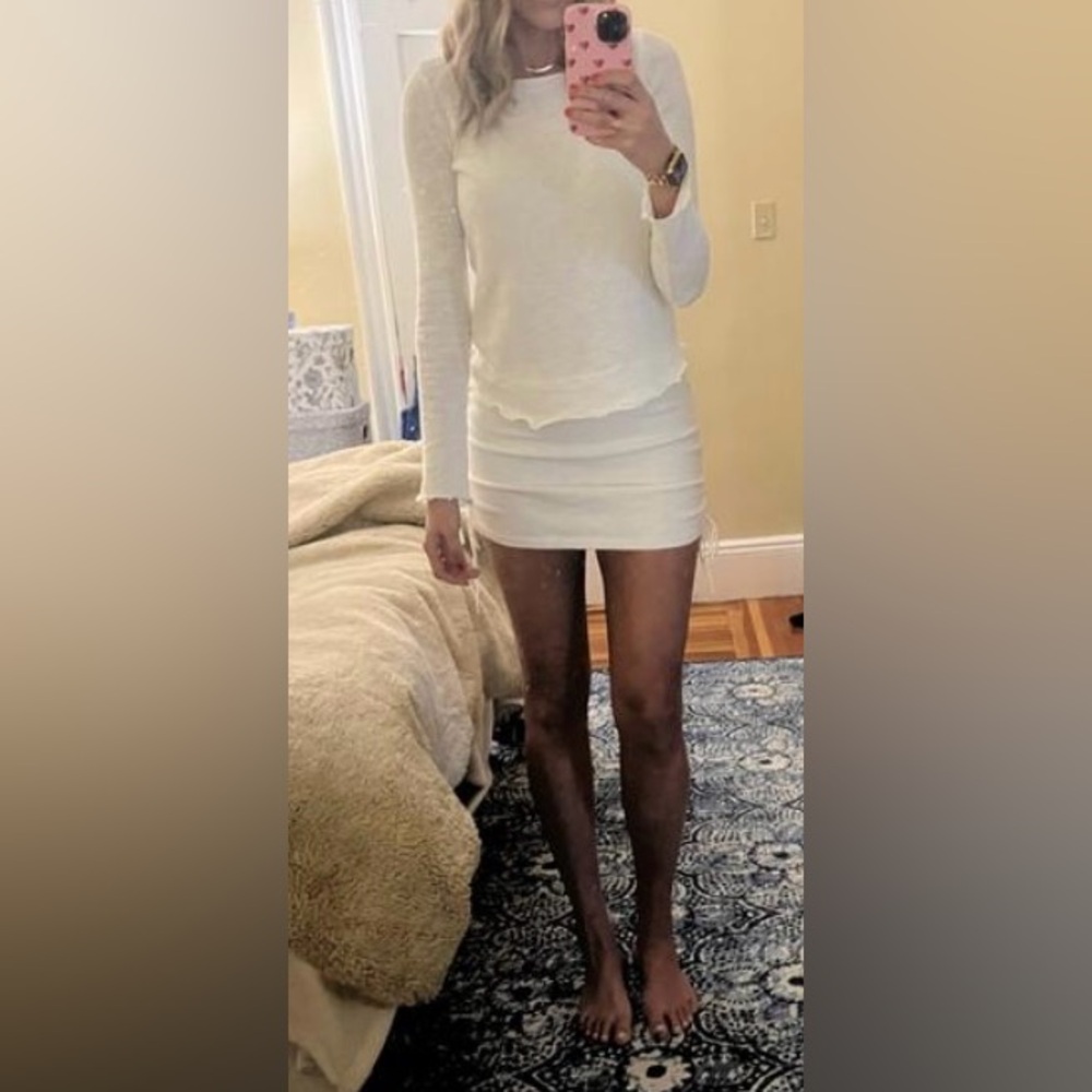 NWT FREE PEOPLE CABO SWEATER AND SKIRT SET SZ MEDIUM IVORY M